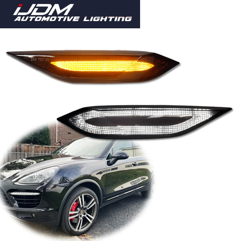 

2pcs Amber/White Switchback LED Side Markers Turn Signal Light W/ Running Position Lights For Porsche Cayenne 958 Gen 11-14