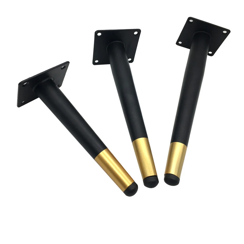 4Pcs Furniture Table Legs Black Gold Metal Tapered Feet For Sofa Cupboard Wardrobe TV Cabinet Chair 10-45CM With Mounting Screws