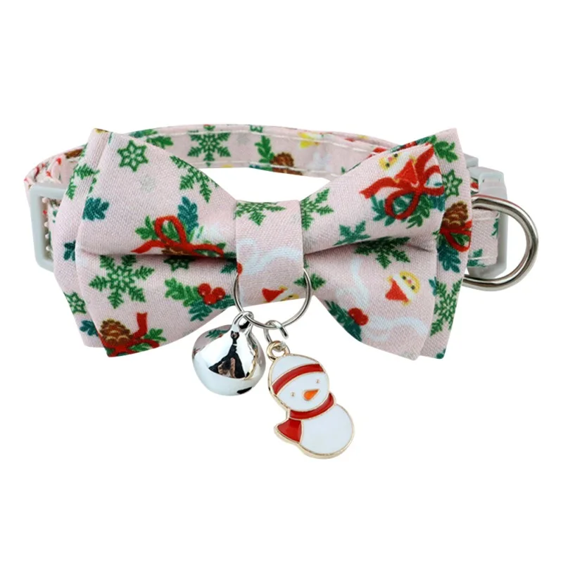 Christmas Cat Collars Cotton Bowknot Necklace With Bell Pet Dog Cat Bulldog Chihuahua Bow Tie Party Bandana Collar