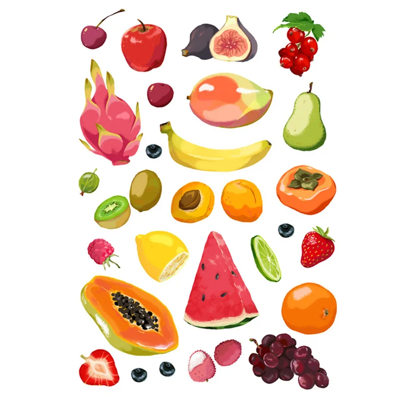 2 pcs/lot Fruits and Vegetables DIY   Waterproof Paper Sticker Flakes Stationery Scrapbook Notebook Planner Stickers