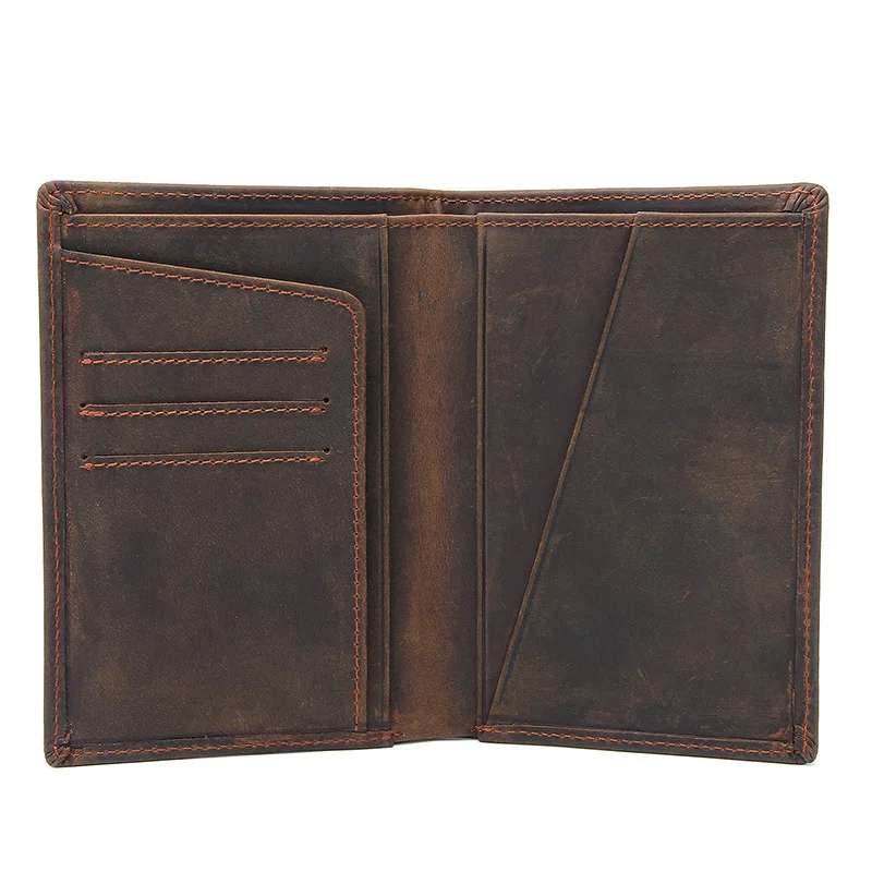 

Luufan Vintage Genuine Leather Passport Card Holder RFID Credit Card Wallet Flight Ticket Holder Purse Men Male Checkbook Holder