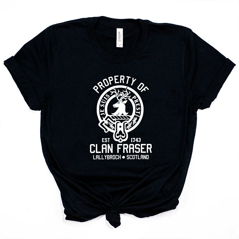 

Property of Clan Foster Women T-Shirts Outlander Book Series Shirt Jamie Fraser Sassenach Shirts Vintage Tee Tv Shows Casual Top