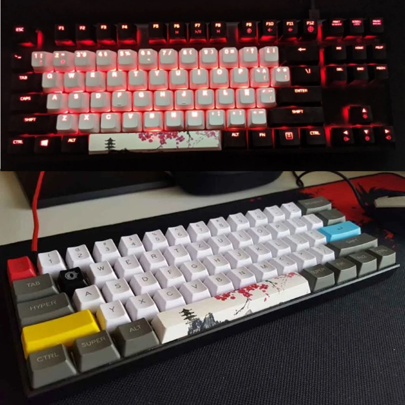 PBT Five Sides Dye-Subbed Spacebar 6.25U Cherry Profile Space Bar Keycap for DIY Mechanical Keyboard gk64 gk61 Keycaps