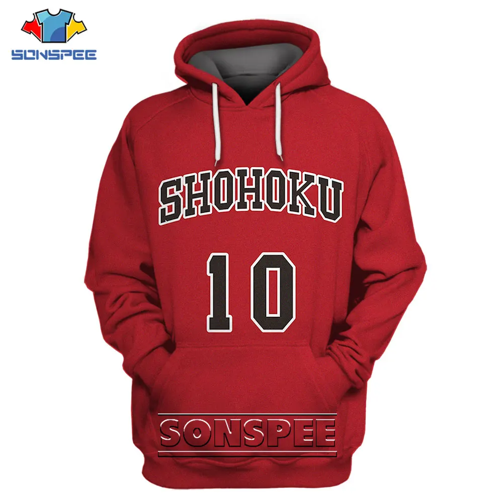 SONSPEE 3D Print Basketball Anime Slam Dunk Hoodies Women Men's Jersey Casual Hip Hop Coat Harajuku Fitness Sweatshirt Cool Tops