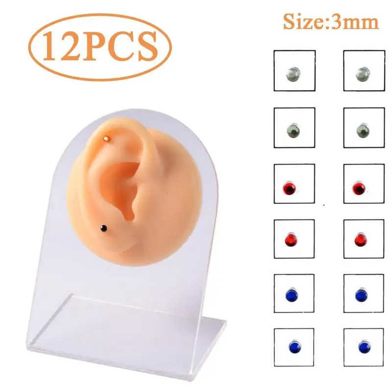 12pcs/Card Non Pierced Nose Magnet Ear Tragus Cartilage Lip Labret Stud Fake Cheater Jewelry Magnetic Earring Piercings