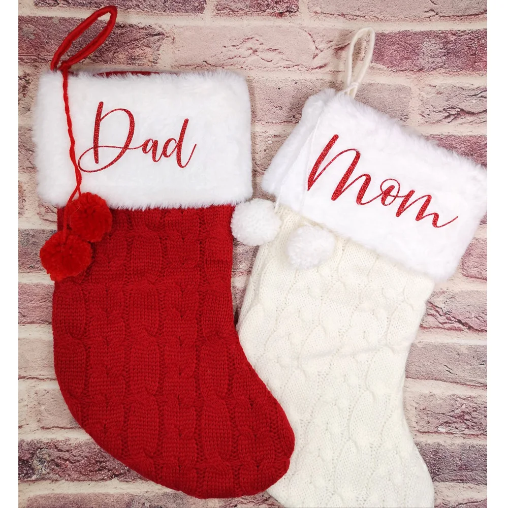 Medias de Navidad personalizadas, medias navideñas de punto, personalizadas