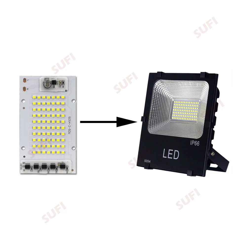 20W 30W 50W 100W High Power COB LED Bulbs Chip Lamp Integrated Smart IC Driver AC220V Light Source For Outdoor FloodLight