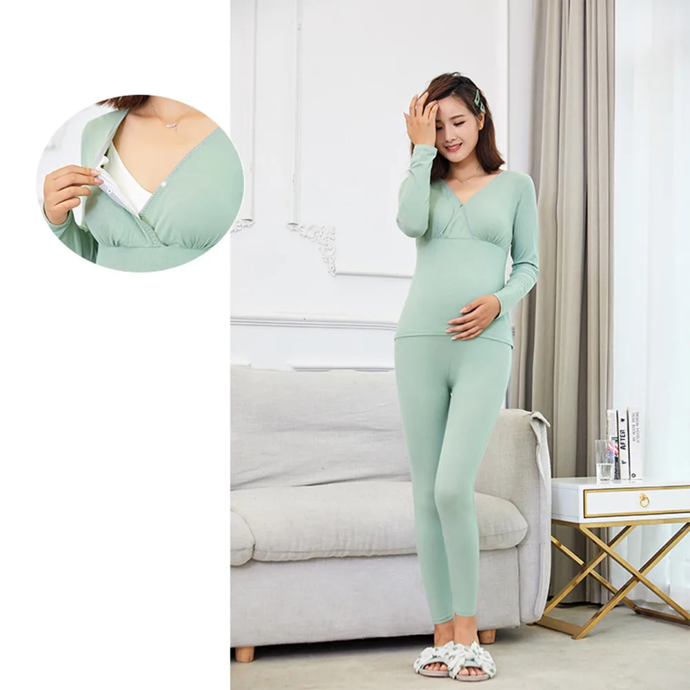 Maternity Nightwear Tops Pants Mother Suits Spring Autumn New Modal Pregnancy Women Nursing Clothes Sets Plus Size M-3XL