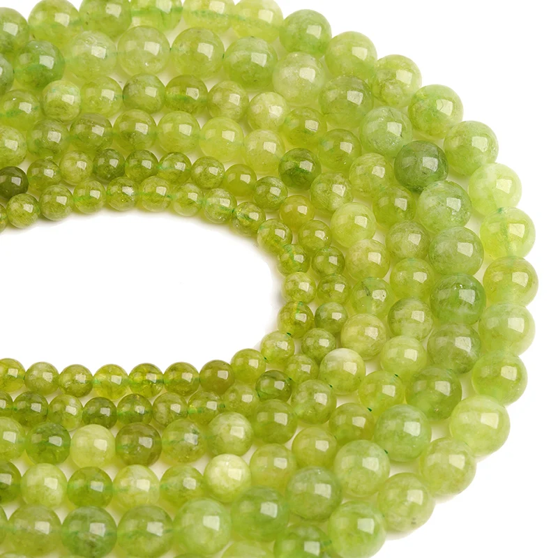 LS 6/8/10mm Chinese Olivine Beads Round Natural Chrysolite Gemstone For Jewelry Making Diy Bracelet Necklace