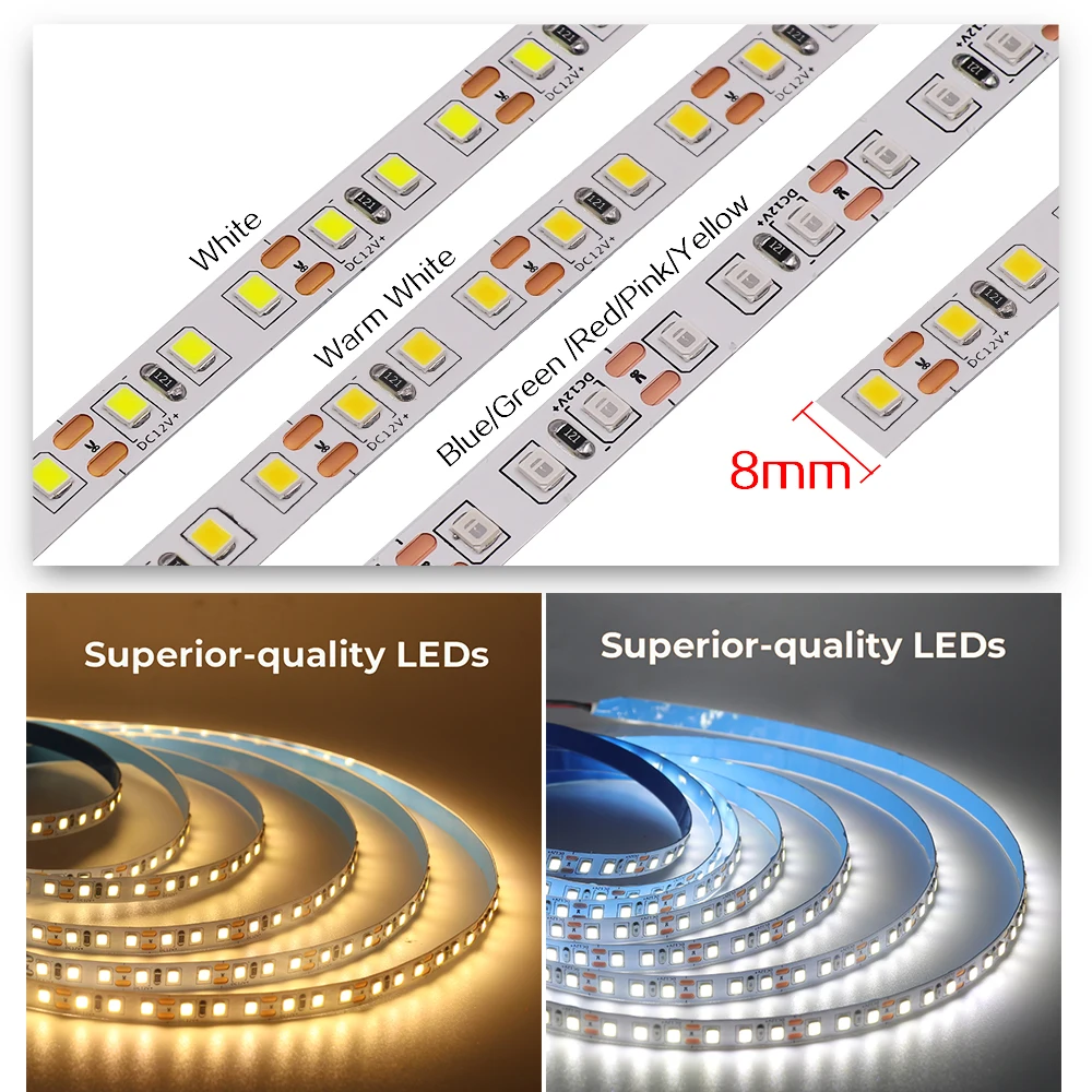 12V 24V Led Strip 5054 2835 5050 60 120 240Leds/m Waterproof Cool/Warm/Natrual White RGB Flexible LED Ribbon Tape Light Lamp 5m