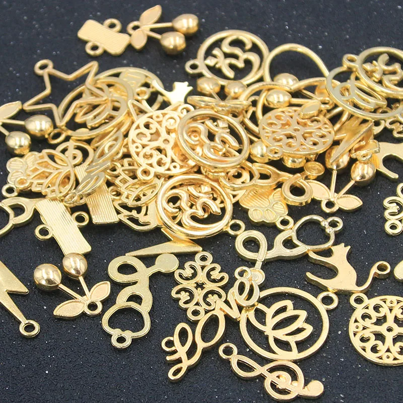 30PCS 10Color 30-45 Mix Vintage  Plant Heart Animal  Metal Alloy Charms Connectors For Diy Jewelry Handmade  Making