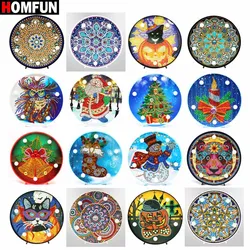 HOMFUN Diamond Painting LED Lamp Light Animal Flowers 5D ricamo paesaggio strass diamante fai da te natale regalo di Halloween