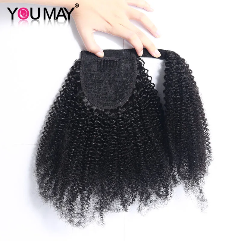 Afro verworrene Wellung Clip Ins Kordelzug Pferdeschwanz Für Frauen Natürliche Schwarz Wrap auf Pferdeschwanz Clip in Menschliches Haar Extensions YouMay