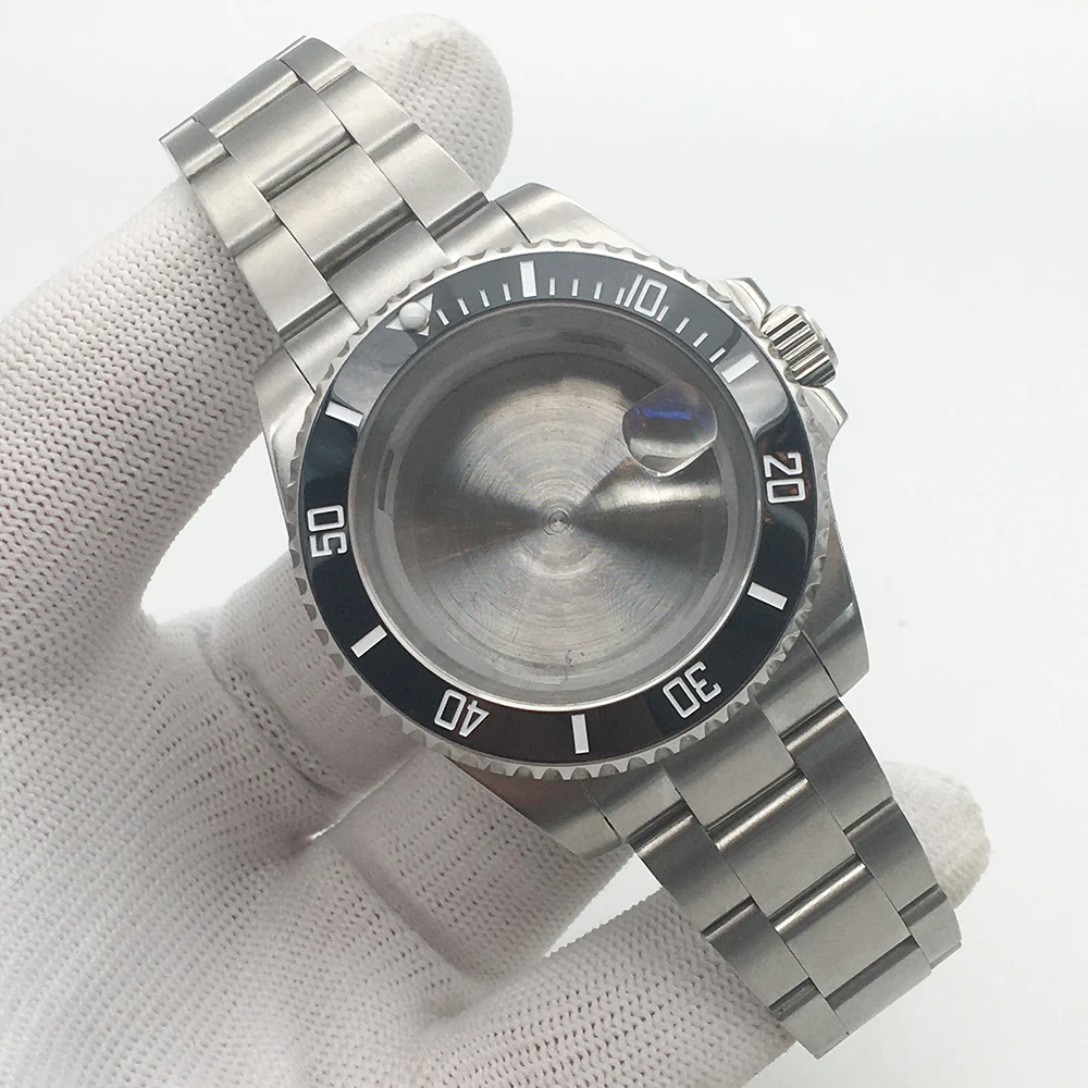 Watch parts stainless steel high quality 40mm case sapphire glass perspective / solid back cover for ETA 2813 st1612 Miyota 8215