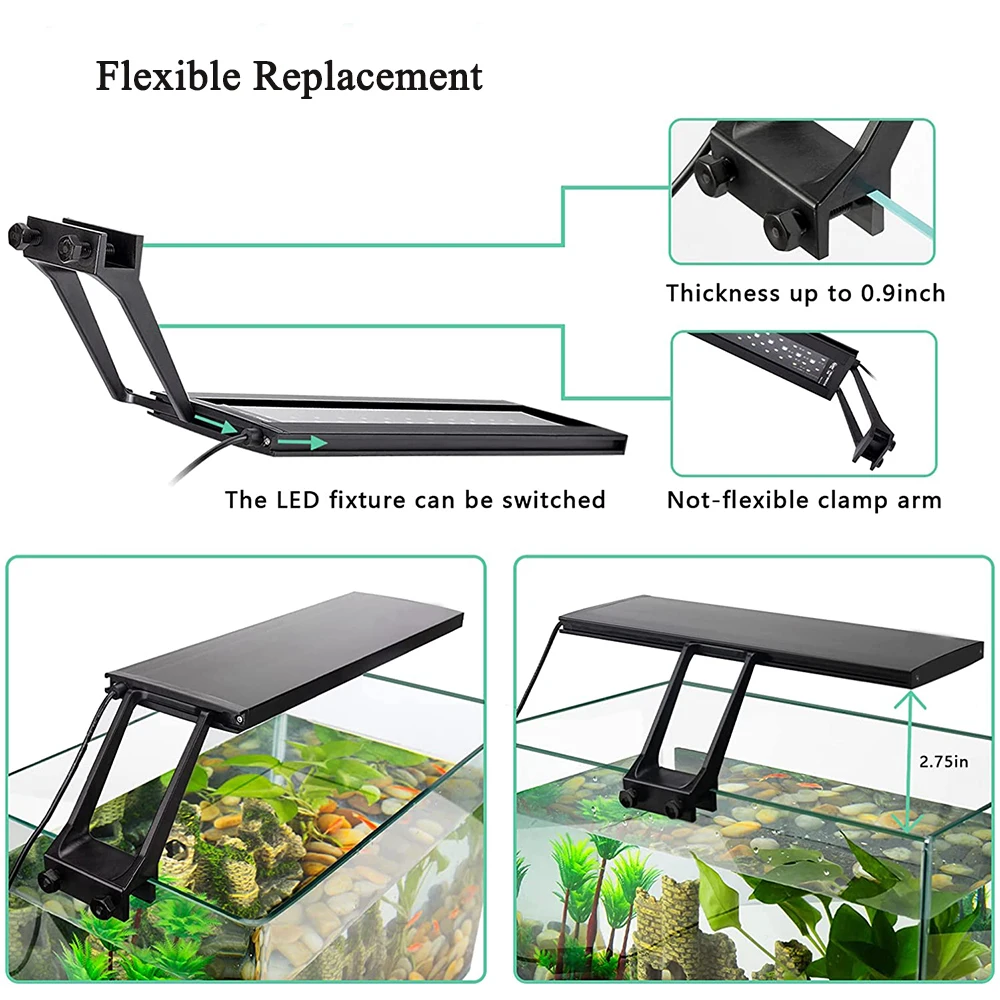 Fullgain 30CM Aquarium Light Led Freshwater Aqua LED Dimmable Ip68 Waterproof Full Spectrum LED Planted Wrgb Smart Fish Lights