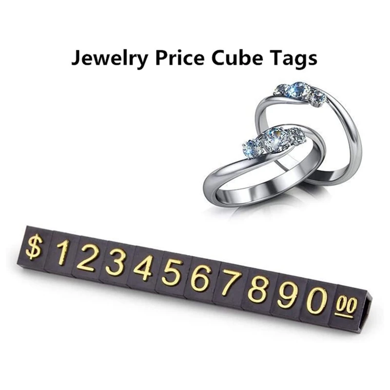 В общей сложности 20 блоков цена Дисплей квадратный Регулируемый ценник для цена Дисплей счетчик стенд с принтом цифр и букв; С доллар цена Блок Комплект