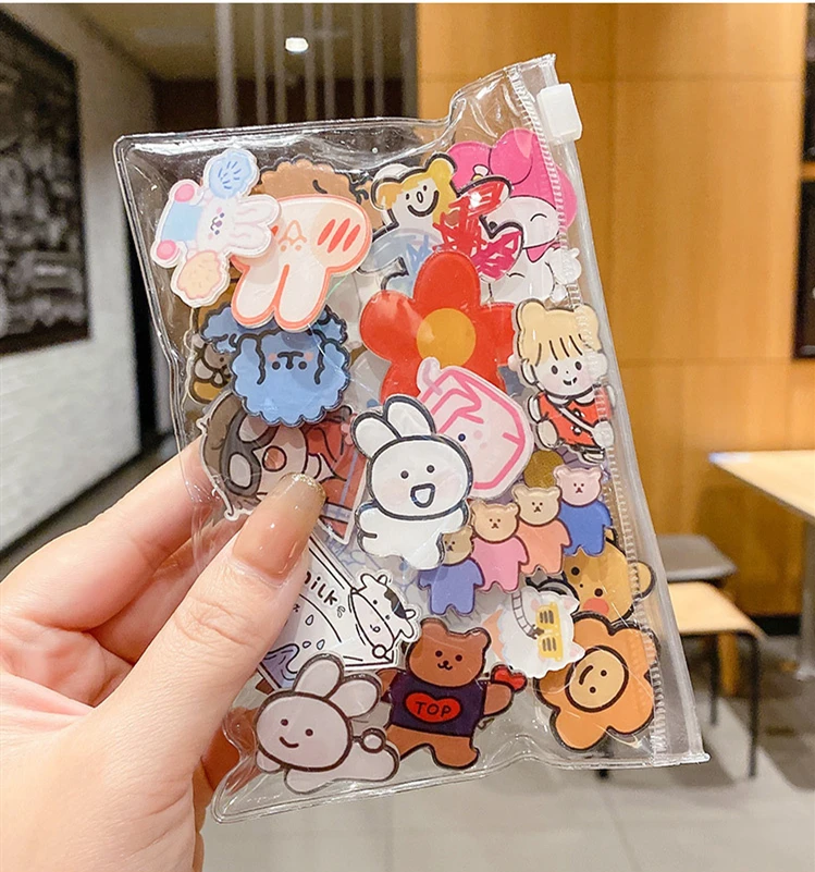 50Pcs Cute Acrylic Brooch Trendy Pin Badge Accessories Cartoon Angel Girl Magician Long Ear Dog Anti-glare Kids Girl Brooch