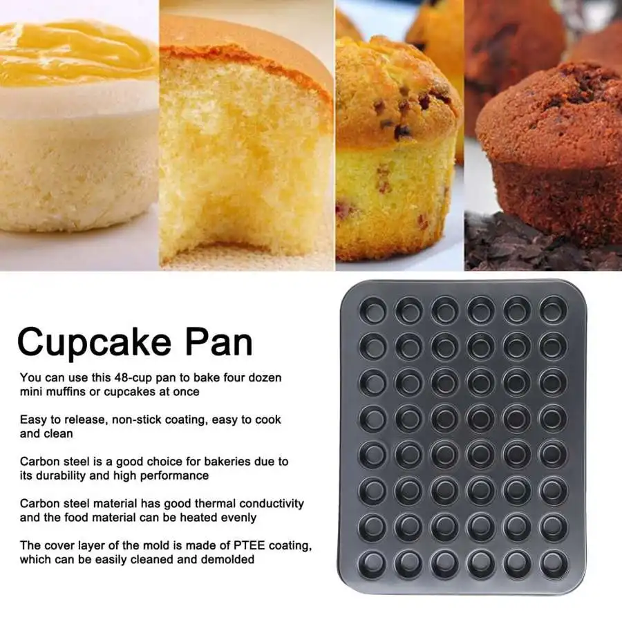 48-Cup Non-Stick Mini Round Cupcake Pan Cake Pan Tray Baking Mould Bakeware Cooking Accessories Cooking Plate baking pan