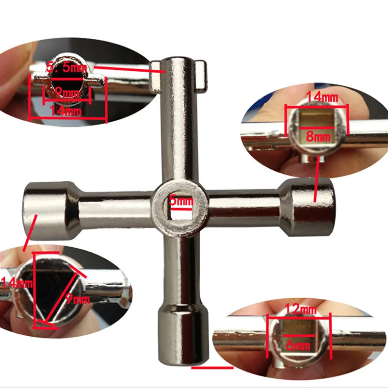 Stainless Steel Triangle/Square Universal Cross Triangle Key for Train Electrical Elevator Cabinet Valve Opening
