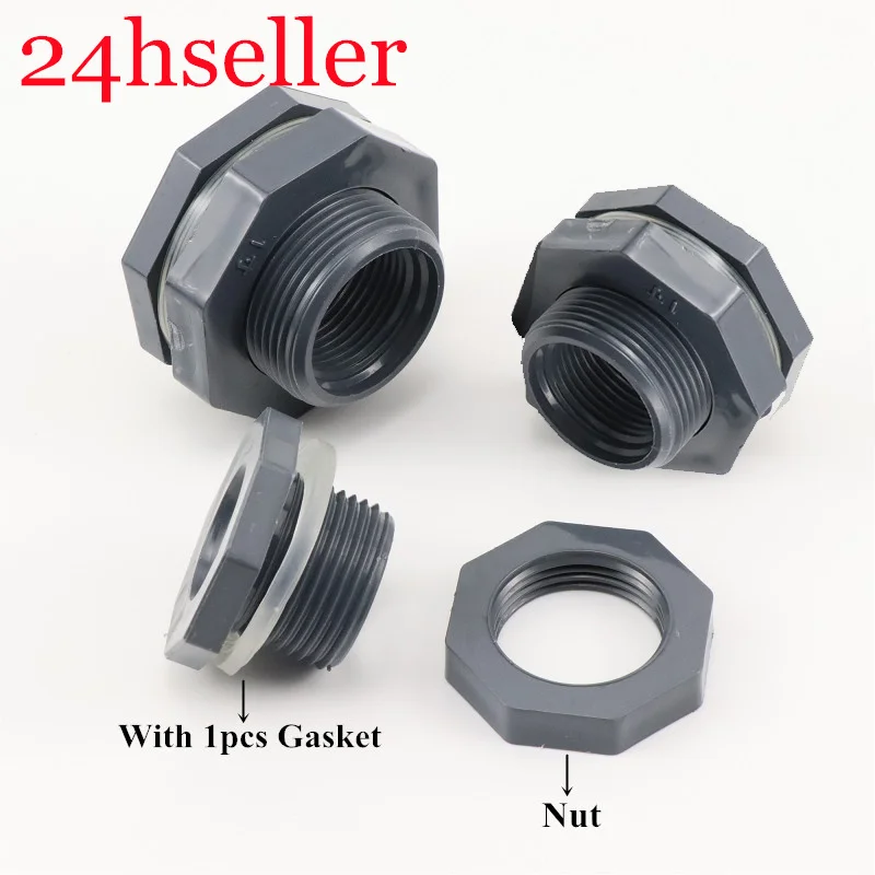 1Pcs Fish Tank Bulkhead Pipe Joints PVC Female 1/2-2" Joint Aquarium Water Inlet Outlet PVC Pipe Connector Water Tank Drainage