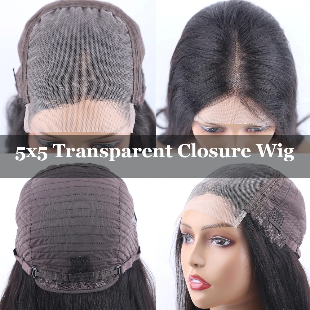 Perruque Bob Lace Front Wig naturelle courte, cheveux humains, 5x5, Lace Closure