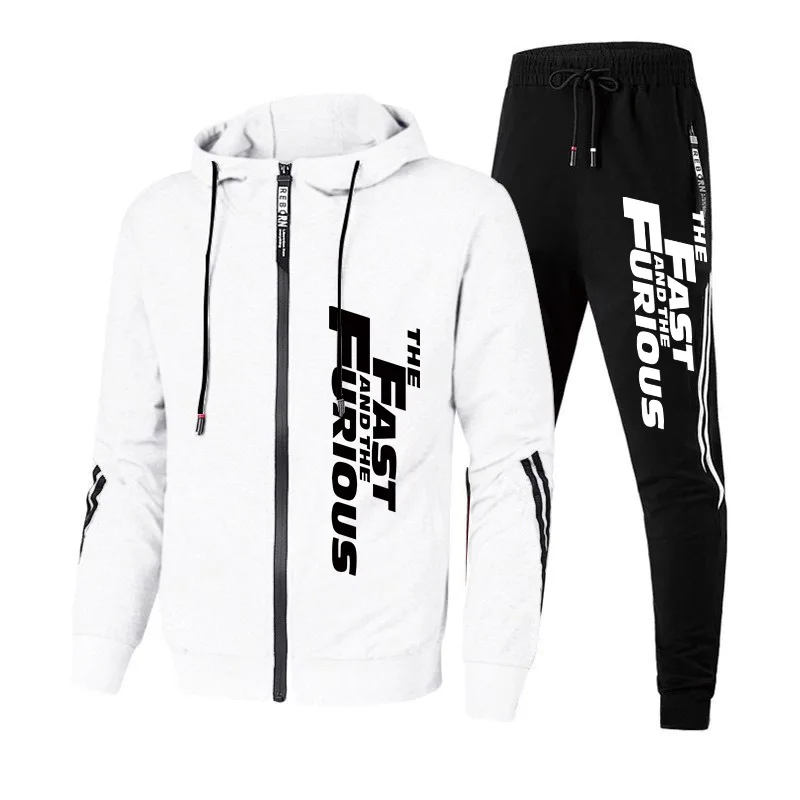 2021 Hot Sale Men\'s Fashion Tracksuit Zipper Hoodies and Sweatpants High Quality Male Outdoor Casual Sports Jogging Suit