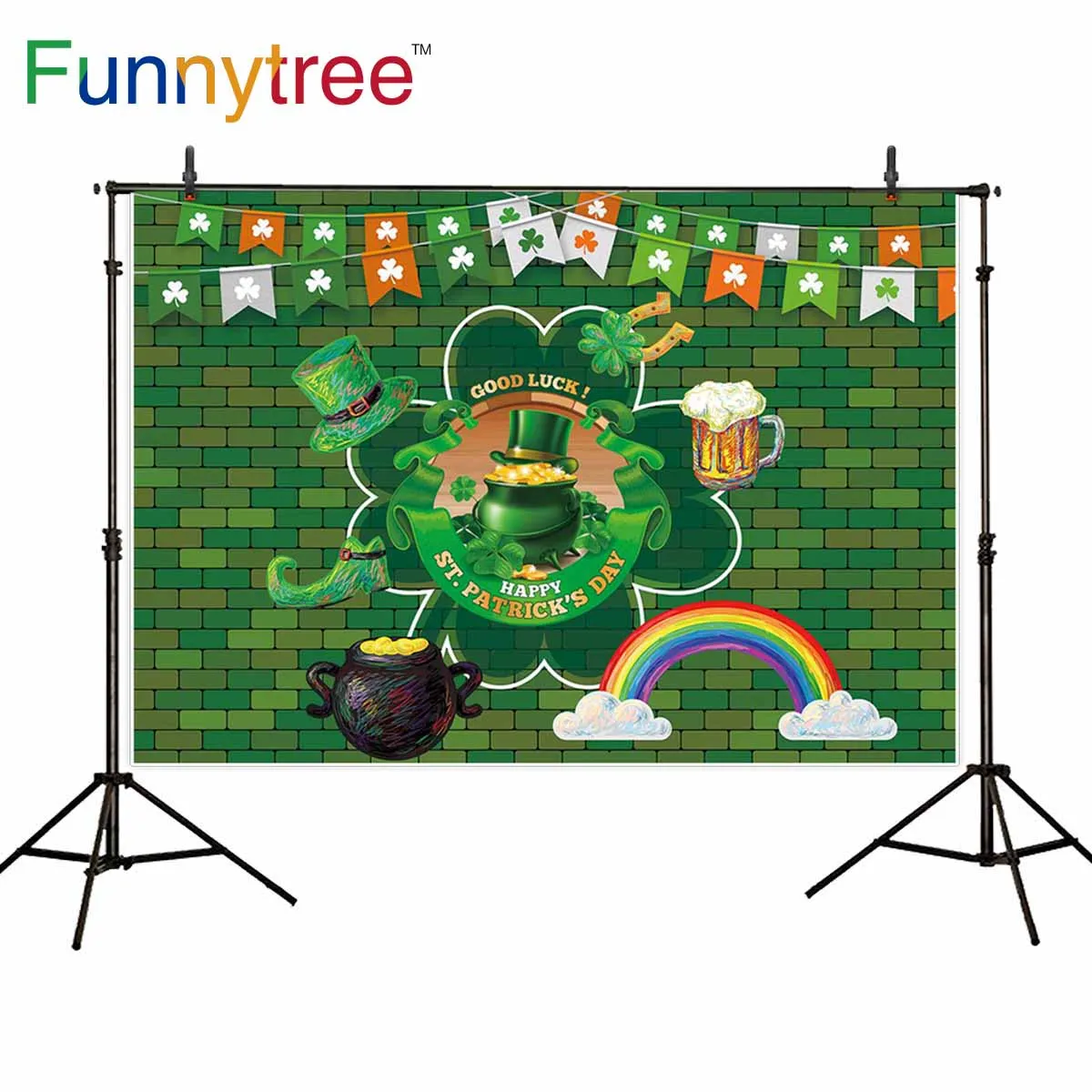 Funnytree photophone photography rainbow Green hot St.Patrick festive beer backdrop Photocall camera fantasy background graphic