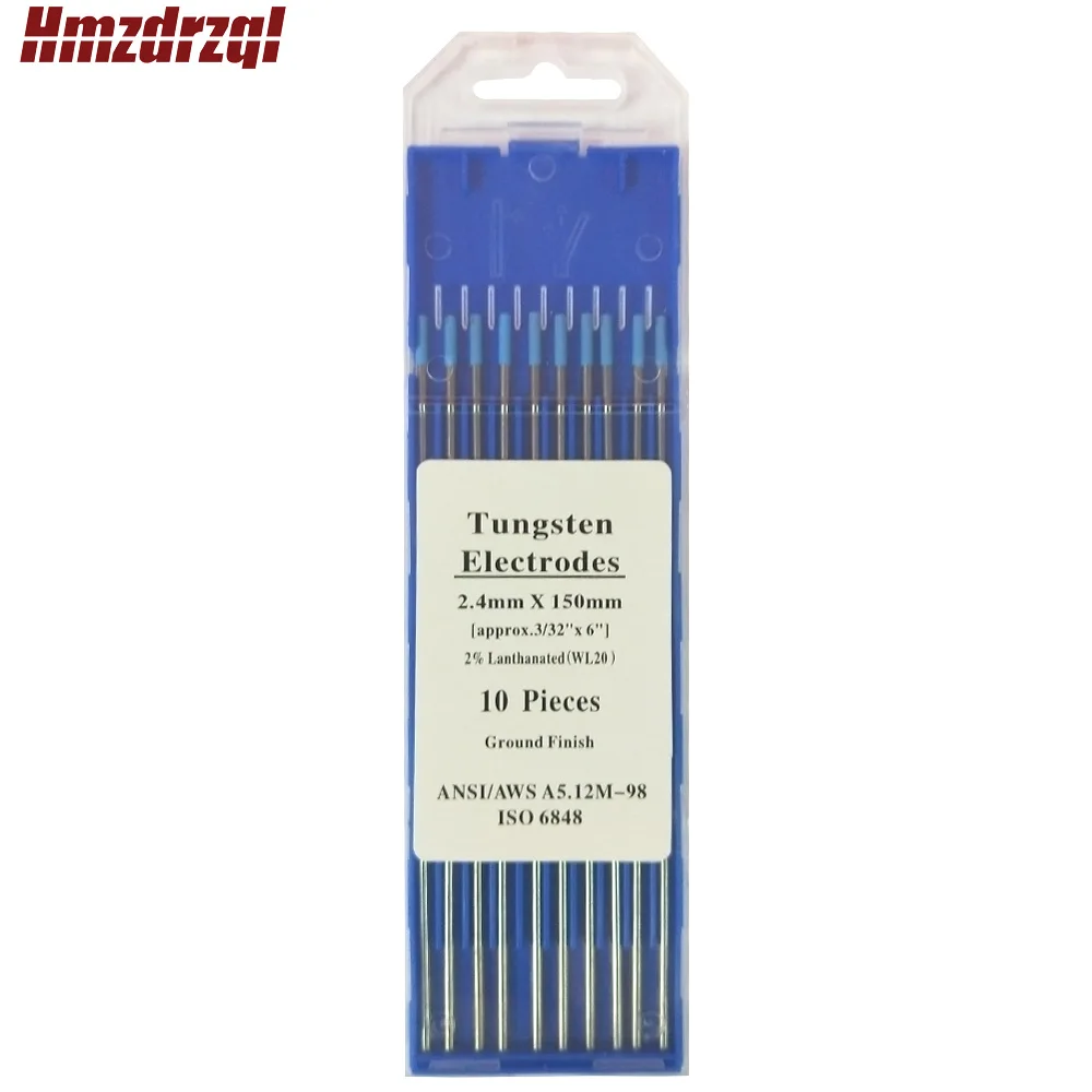 WL20 10 Piece Blue 1.0/1.6/2.0/2.4/3.0/3.2/4.0mm*150mm  Lanthanated Tungsten Electrode Head Tungsten Needle/Rod For Weldin