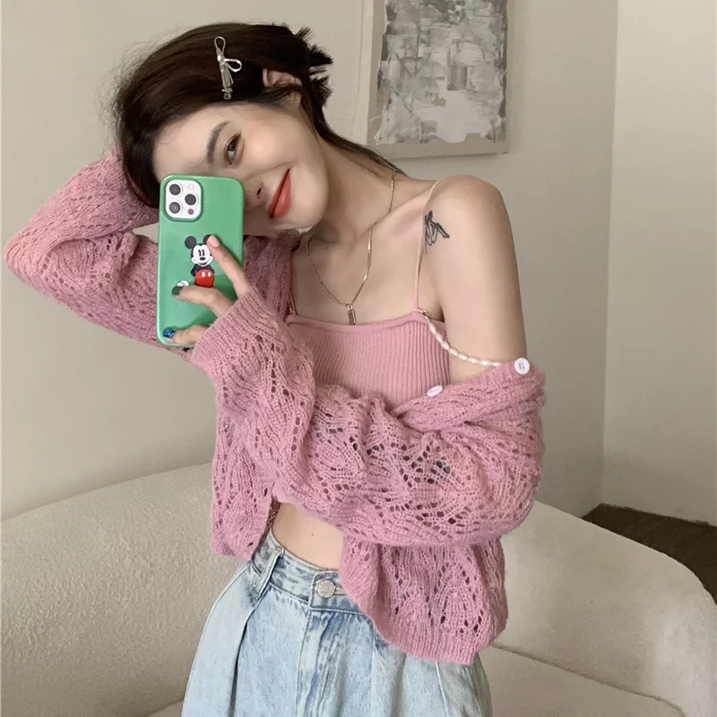 Cardigan Women Hollow Out 5 Colors Cropped Summer Breathable Casual Solid Soft Ulzzang Female All-match Hot Sale Loose Chic Ins