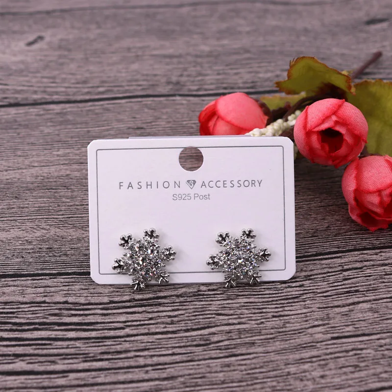 200pcs 5*3.5cm New Type Printed fahion jewelry diamand S925 post Earring Packing Tag white Jewelry Stud Ear display Price Card