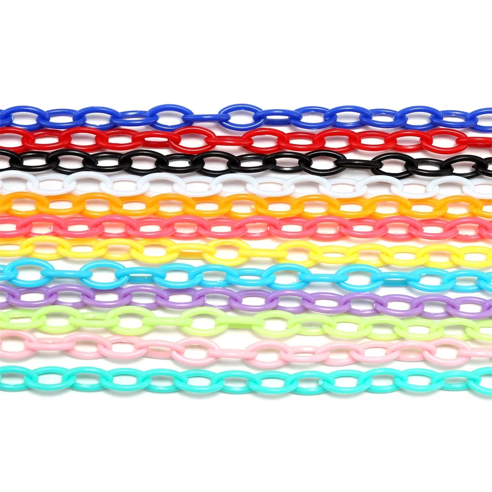 10pcs 50cm Colorful Acrylic Link Chain Lobster Clasp Keychains For Necklace Bracelet Making Colorful Chain Plastic Chain Links