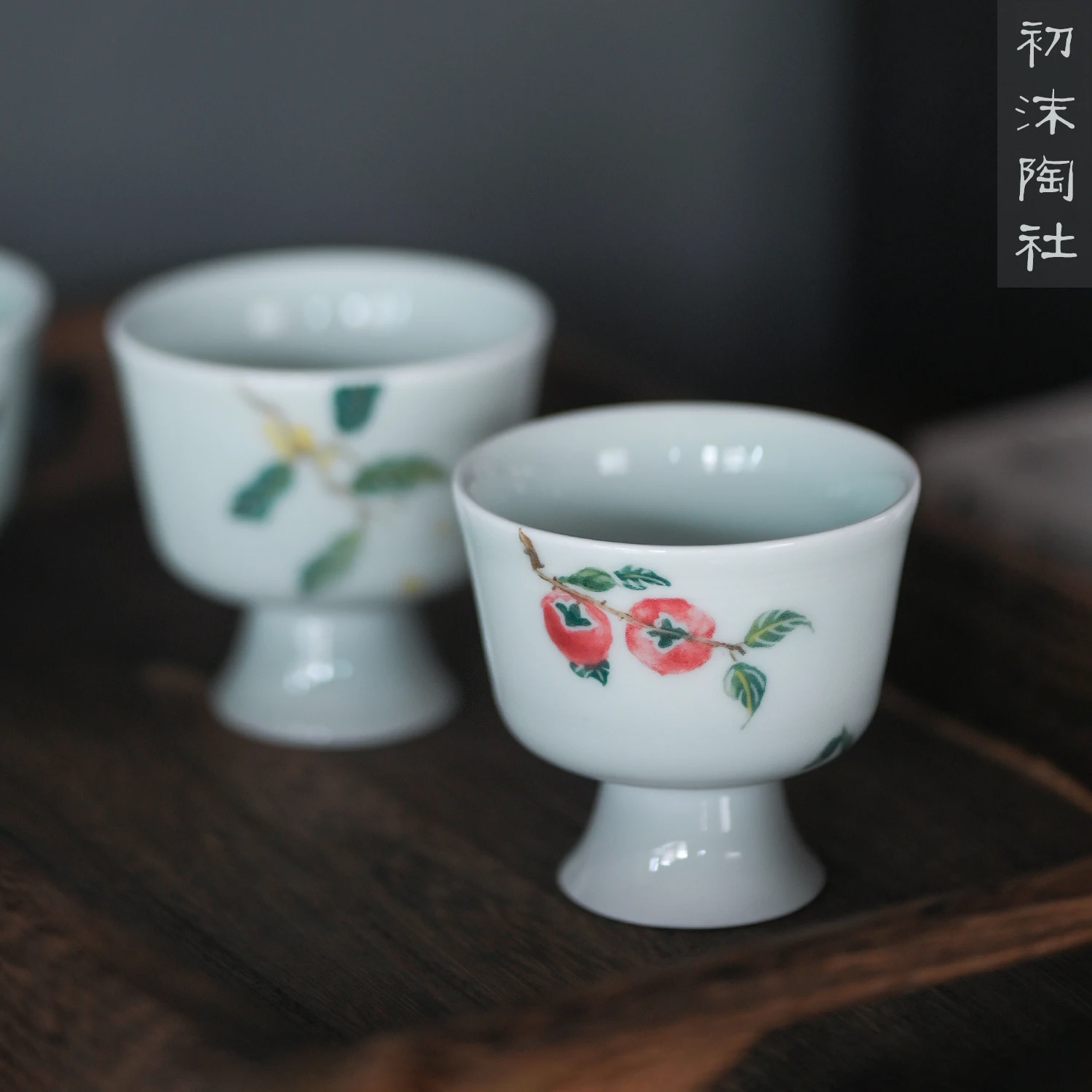 ★jingdezhen shadow blue hand-painted footed under glaze glass ceramic masters cup small glass sample tea cup tea sets