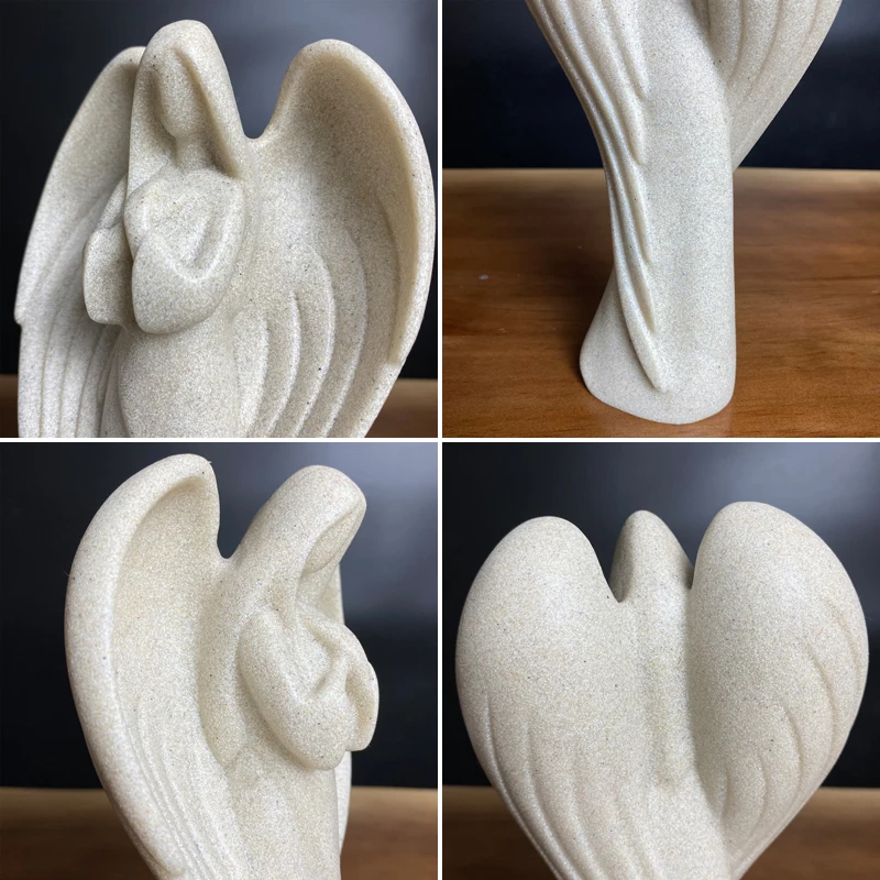 NORTHUEINS Resin Prayer Angel Statue Sandstone Wing Girl Figurines for Interior Home Living Room Tabletop Decoration Accessories