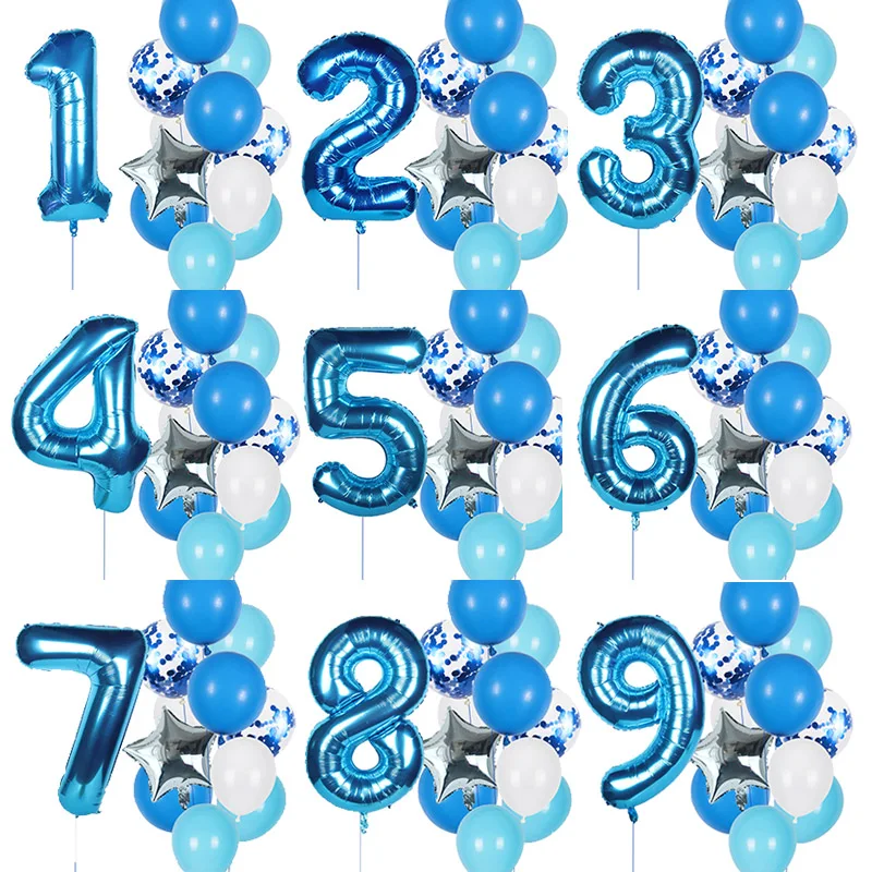 Juego de globos de látex para niños, Set de 12 unids/set de decoración para fiestas de cumpleaños de 1 año, de color rosa, azul, rosa y dorado