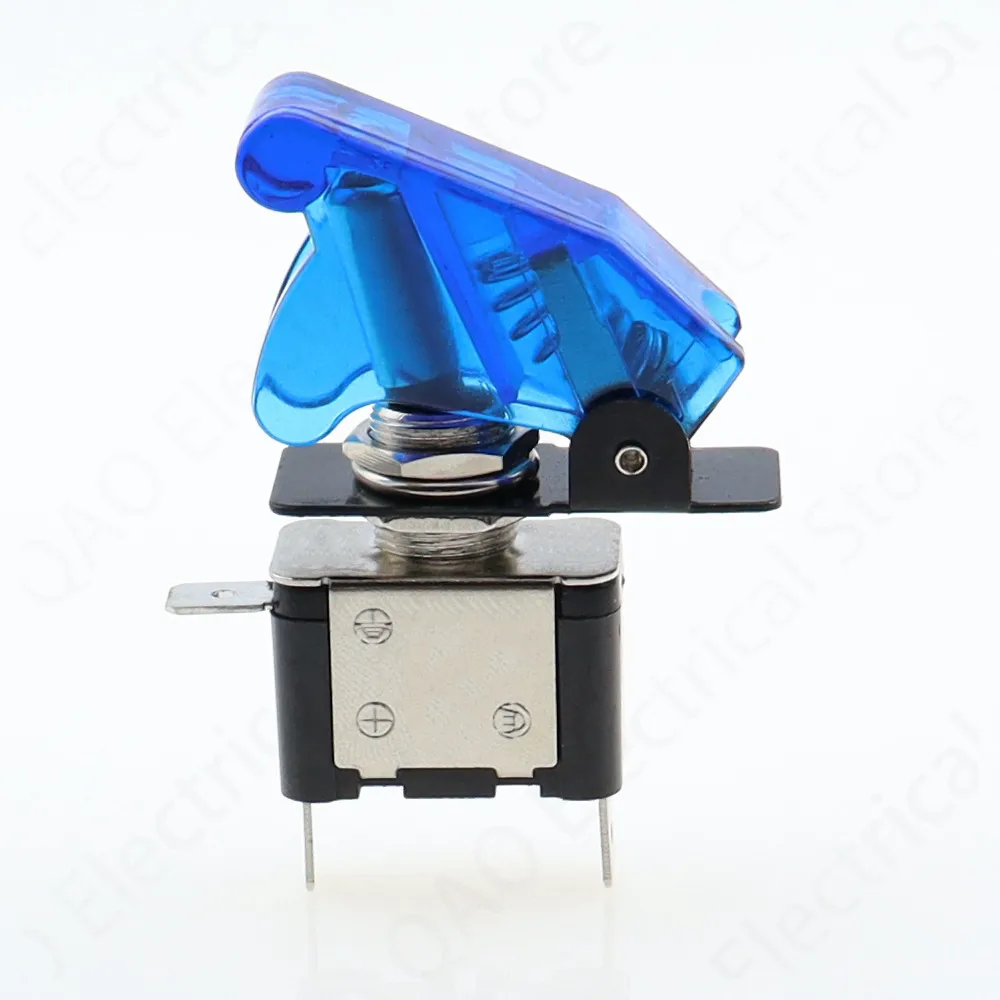 Auto Car Boat Truck Illuminated Led Toggle Switch With Safety Aircraft Flip Up Cover Guard Blue 12V20A