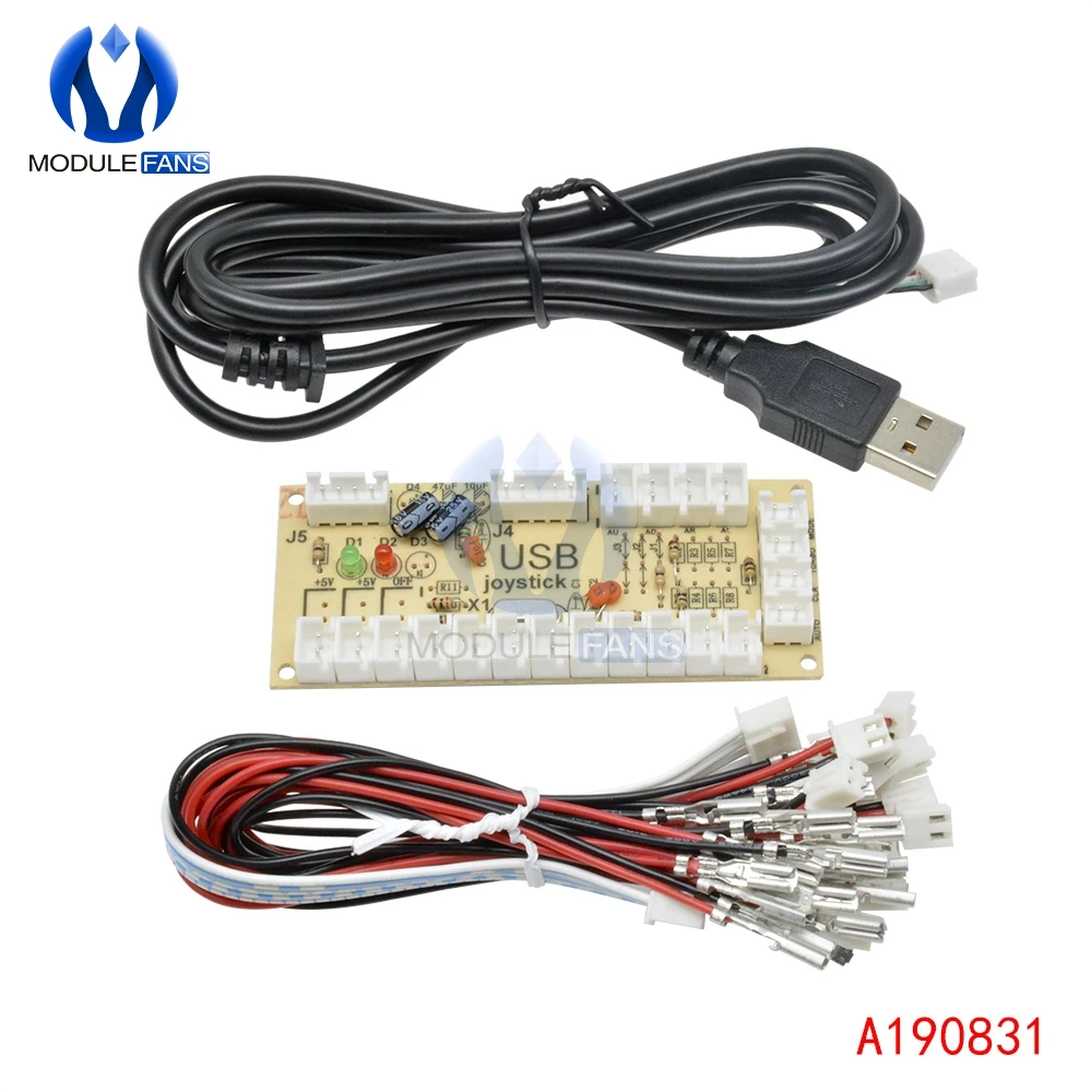 Zero Delay Arcade USB Encoder PC to Joystick Push Buttons Wired Cables For MAME Fight Stick Control Module Board