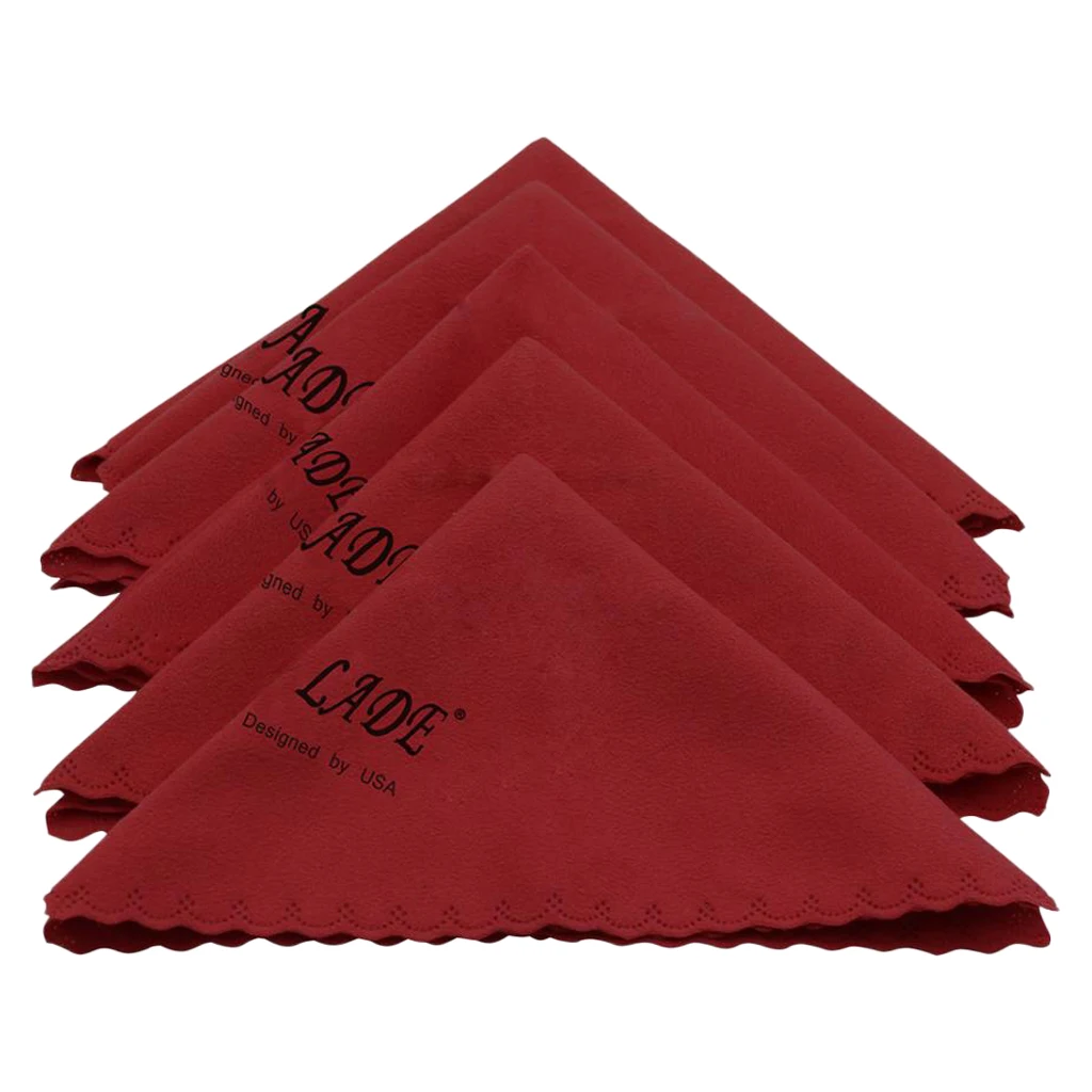 Practical 5x Cleaning Cloth Highly Absorbent, for Guitar Bass Ukulele, for Car Camera Glasses Lens - Wind Red