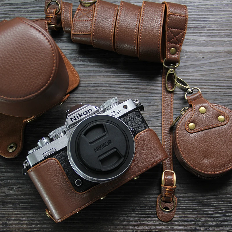 Genuine leather Z-fc Case Leather Camera Case Bag For Nikon ZFC Z-fc with 16-50mm or 28mm lens Camera bag Open Battery