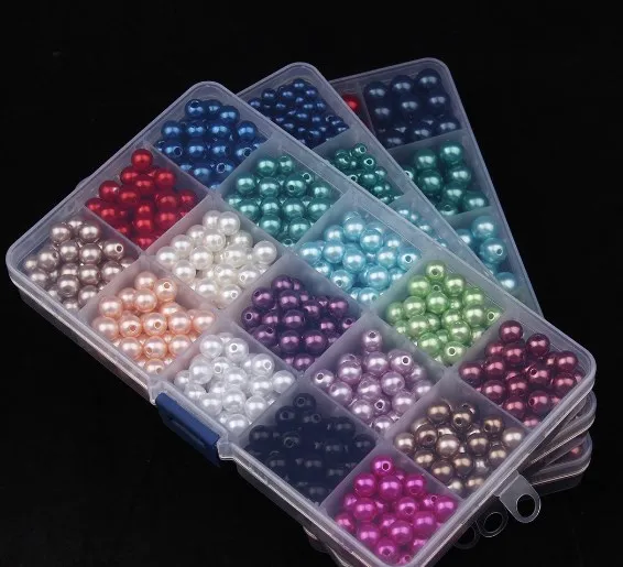 

6/8/10mm mix Acrylic Spacer Beads Imitation Pearls Round Loose For Jewelry Making DIY Garment box