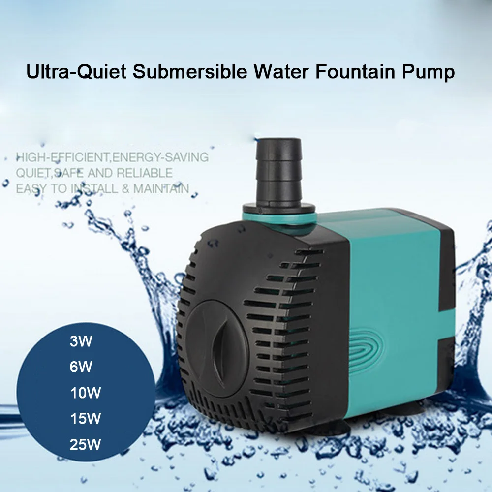 3/6/10/15/25W Ultra-Quiet Aquarium Submersible Water Fountain Pump Filter Fish Pond Aquarium Water Pump Tank Fountain Decoration