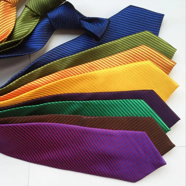 GUSLESON Classic 8cm Men’s Colorful Solid Stripe Tie Necktie Men Formal Business Wedding Dress Accessory Gift Ties