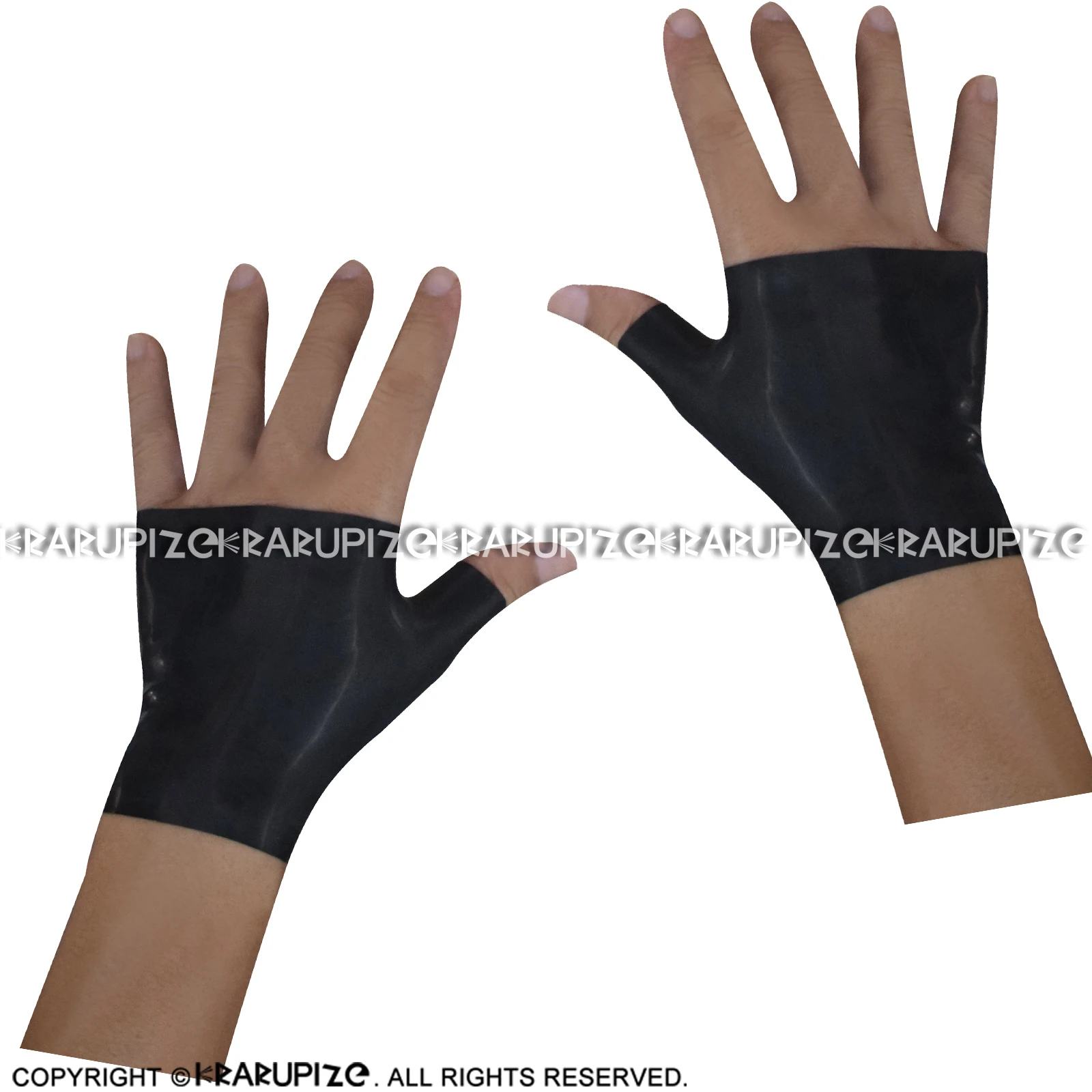 Black Sexy Short Mini Latex Gauntlets Fingerless Small Rubber Gloves Mittens Plus Size ST-0060