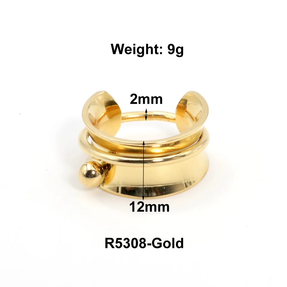 High Quality Unique design Trendy Bead Ring Stainless Steel 18 K Plated Metal Punk Ring Accessories for Women Statement Jewelry