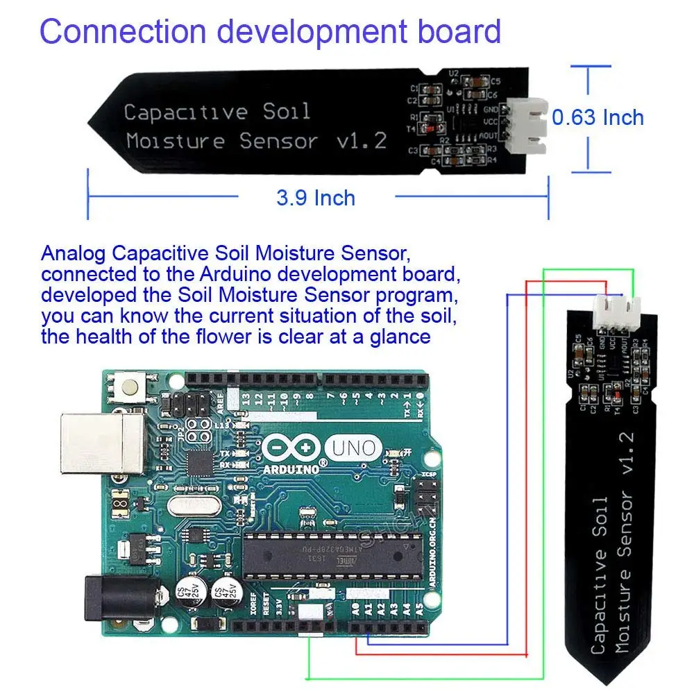 Sensor capacitivo de umidade do solo., resistente à corrosão, para detecção de umidade do arduino, rega de jardim, diy.