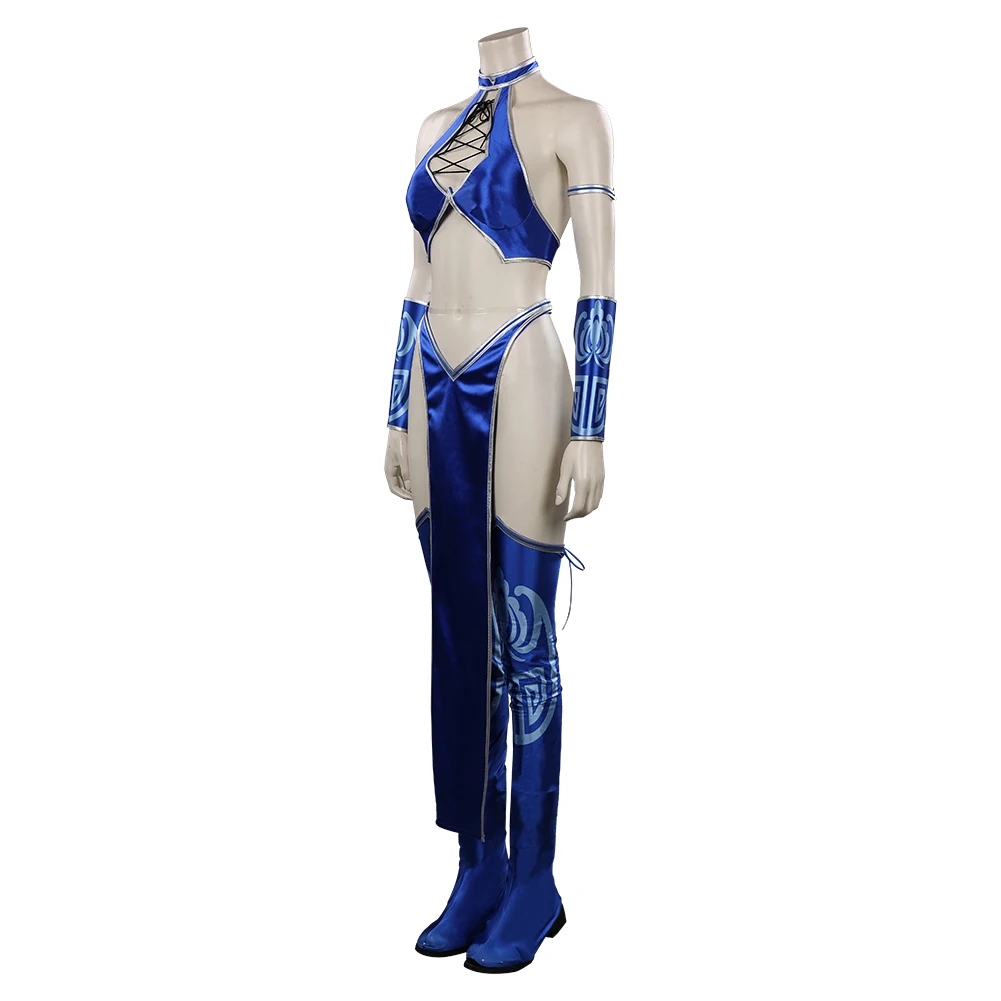 Mortal Princess Kitana Dress Cosplay Sub-Zero Uniform Suit Halloween Carnival Armband+Bottoms+Leg Cover+Mask+Top+Wristlet