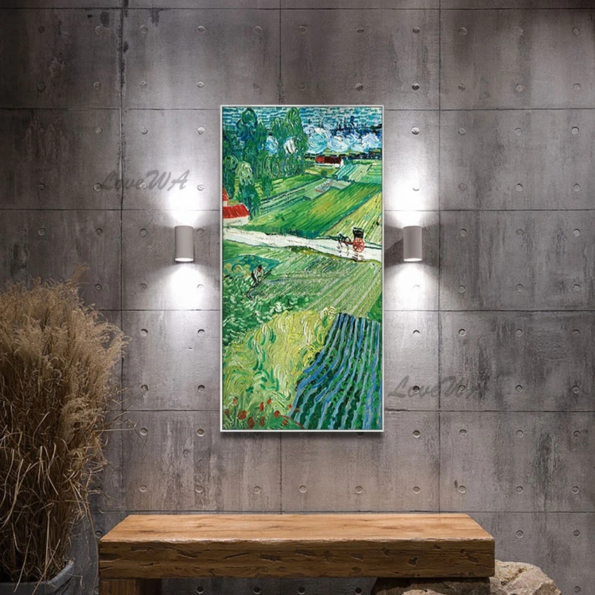 Imagem -02 - Sala de Estar Decorativo Abstrato Pintados à Mão Fazenda Cena Van Gogh Pintura a Óleo Reprodução Imagem na Parede Lona Arte Pendurada