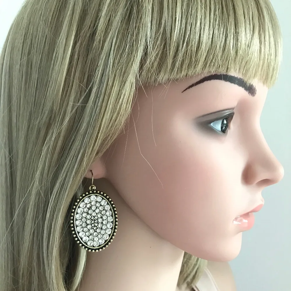 New Fashion Pave Crystal Oval  Tear Drop Earrings For Women