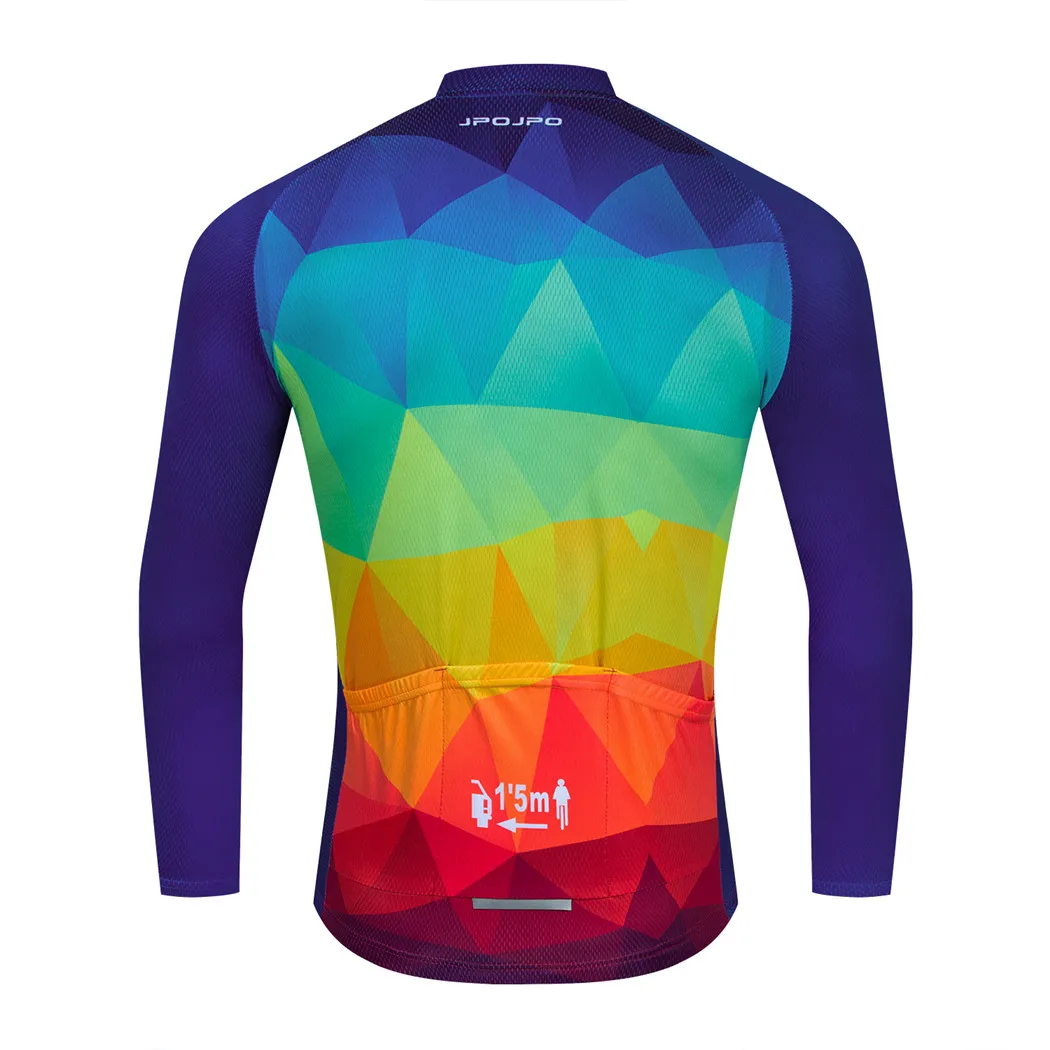 JPOJPO Cycling Jersey Men's Long Sleeve Bicycle Clothing Top Autumn Bike Jersey Shirt Anti-Sweat Cycling Jacket MTB Bike Clothes