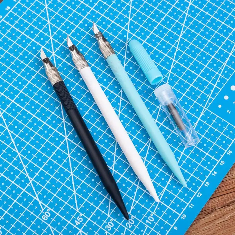 Art Utility Knife Cutter With 12 Blades Set Paper Cutting Pen Knives Handicraft Carving Engraving Sculpture Tool DIY Stationery