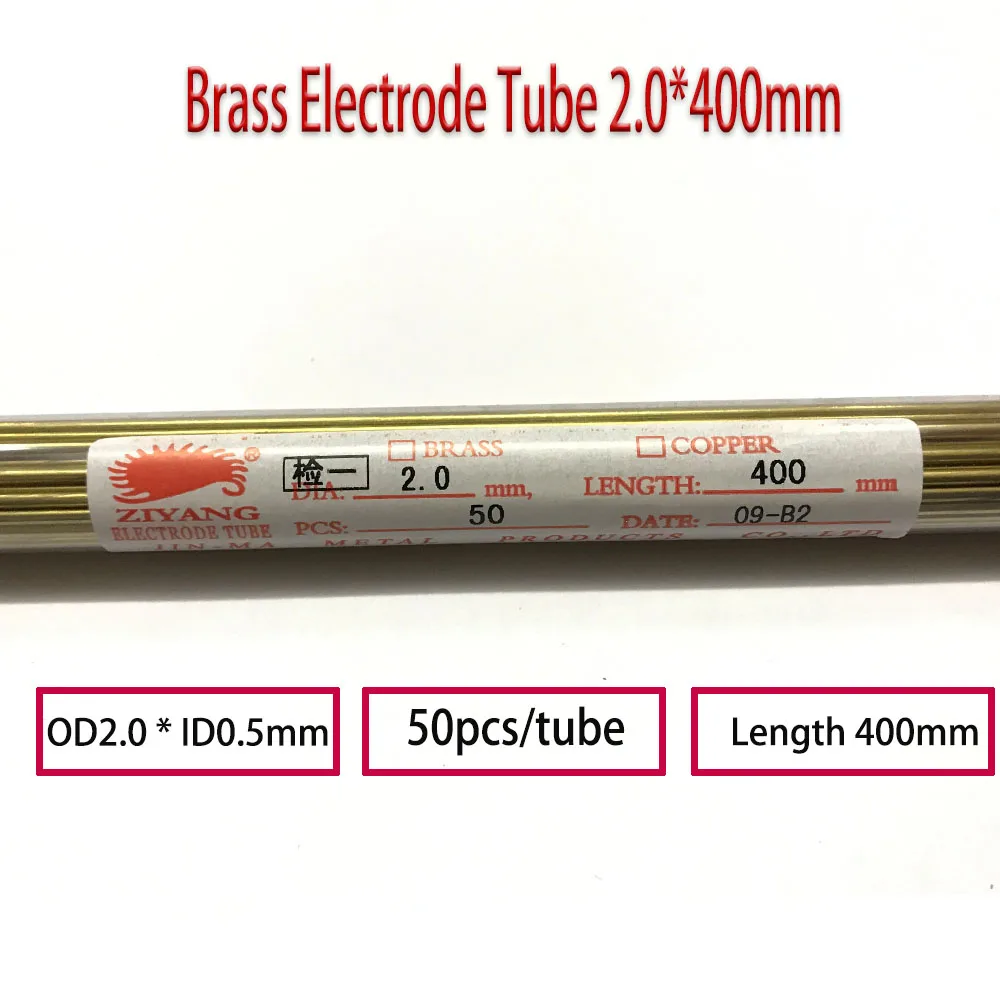 

Ziyang Brass Electrode Tube Single One Hole 2.0*400mm Length for EDM Drilling Machine